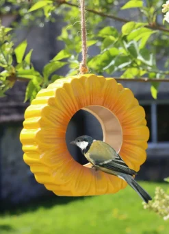 Sale BADER Futterstelle Mohnblume aus glasierter Keramik GELB