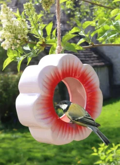 BADER Futterstelle Mohnblume aus glasierter Keramik ROSA