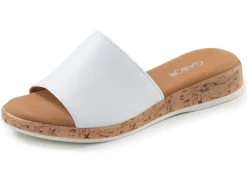 BADER Gabor, elegante Damen-Pantoletten, Weite G, mit Gummizug WEISS