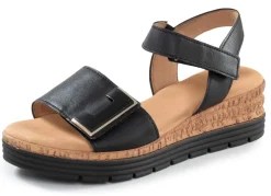 Outlet Gabor , modische Damen-Sandaletten, Weite G, mit Gummizug SCHWARZ