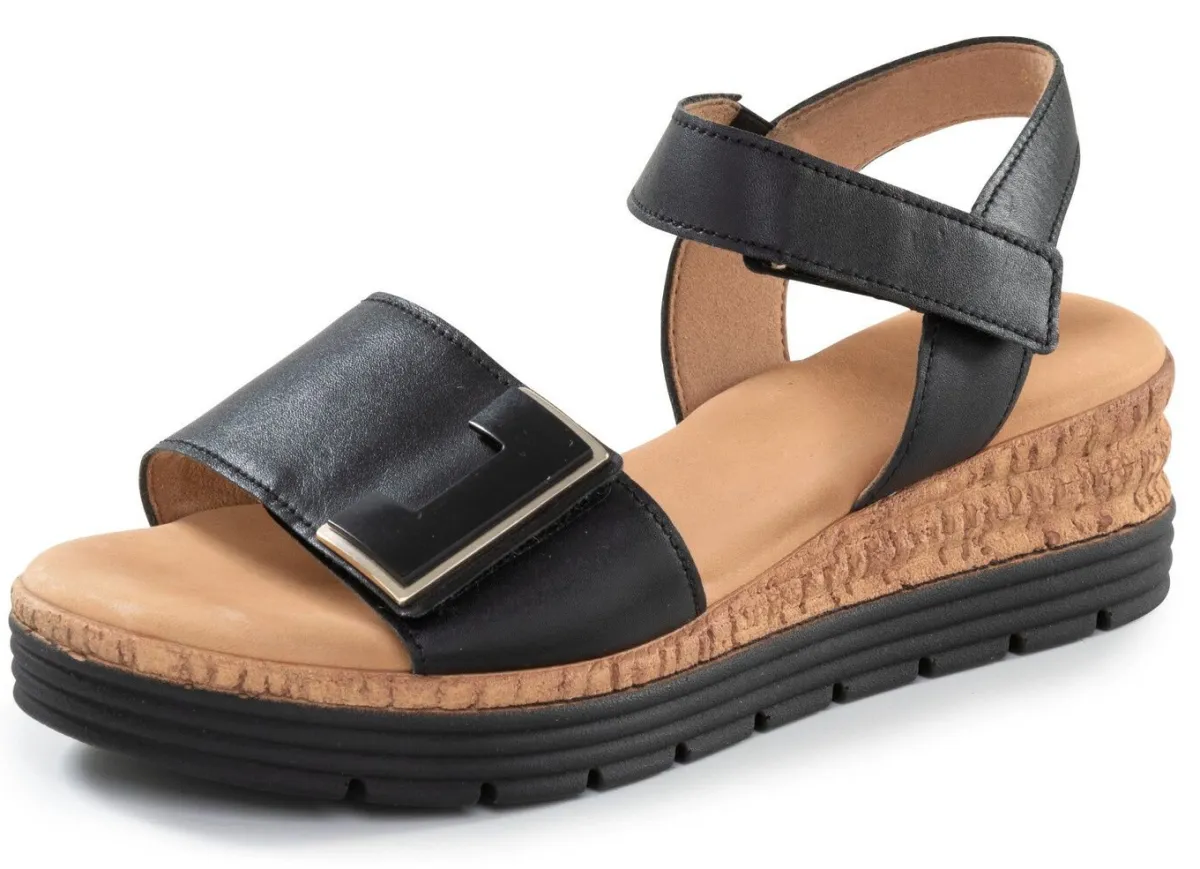 Outlet Gabor , modische Damen-Sandaletten, Weite G, mit Gummizug SCHWARZ