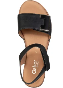 Outlet Gabor , modische Damen-Sandaletten, Weite G, mit Gummizug SCHWARZ