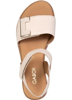 Discount Gabor , modische Damen-Sandaletten, Weite G, mit Gummizug CREME
