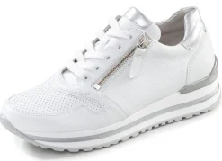 Discount Gabor , modische Damen-Sneaker, Weite H, mit herausnehmbarem Fußbett WEISS-SILBER