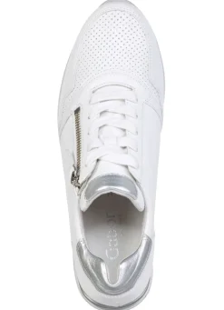 Discount Gabor , modische Damen-Sneaker, Weite H, mit herausnehmbarem Fußbett WEISS-SILBER