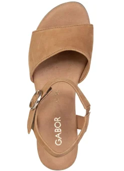 Clearance Gabor , schicke Damen-Sandaletten, Weite G, mit Gummizug CAMEL