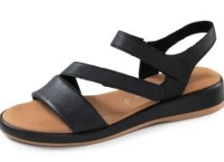 Discount Gabor , schicke Damen-Sandalen, Weite G, mit Gummizug SCHWARZ