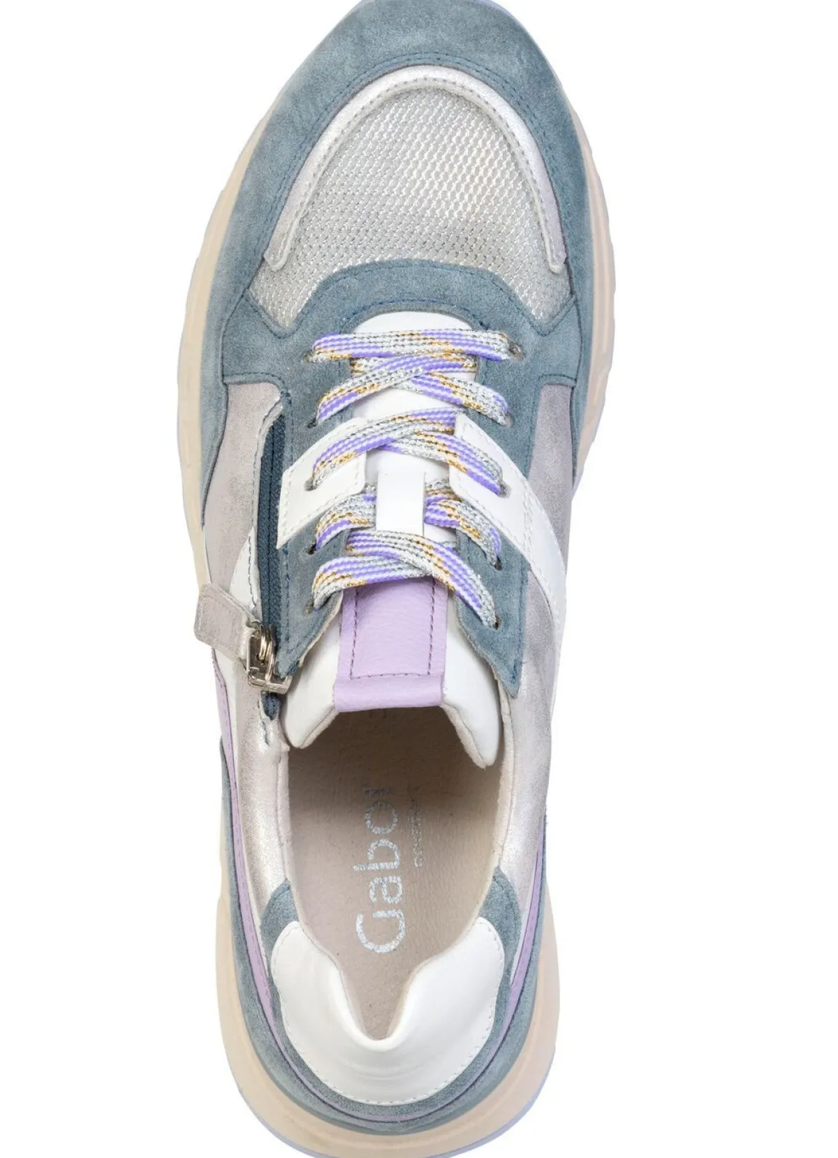 Online Gabor , trendige Damen-Sneaker, Weite H, mit herausnehmbarem Fußbett JEANS-MULTICOLOR