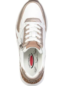 Clearance Gabor , trendige Damen-Sneaker, mit herausnehmbarem Fußbett WEISS-BRAUN-GOLD