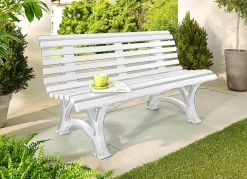 Outlet BADER Gartenbank aus hochwertigem Kunststoff WEISS