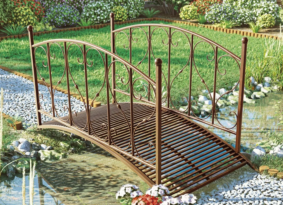 Online BADER Gartenbrücke aus Metall ROSTFARBEN