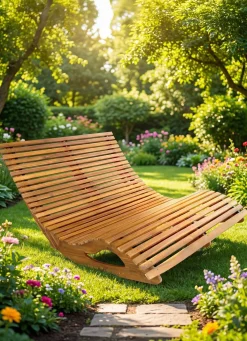 Sale BADER Garten Liege aus Akazienholz braun