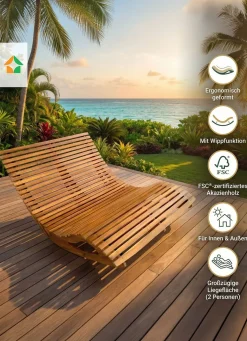 Sale BADER Garten Liege aus Akazienholz braun