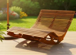 Sale BADER Garten Liege aus Akazienholz braun