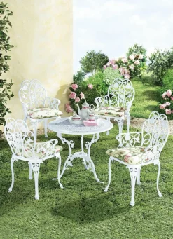 New BADER Gartenmöbel Dornröschen aus solidem Aluminiumguss WEISS