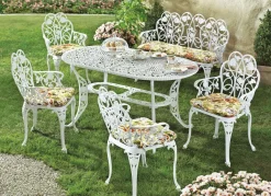 New BADER Gartenmöbel Dornröschen aus solidem Aluminiumguss WEISS