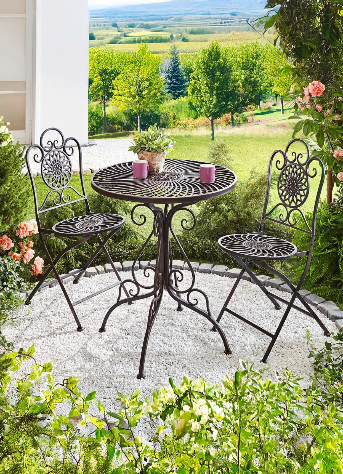Sale BADER Gartenmöbel-Set, 3-teilig, aus Metall SCHWARZ