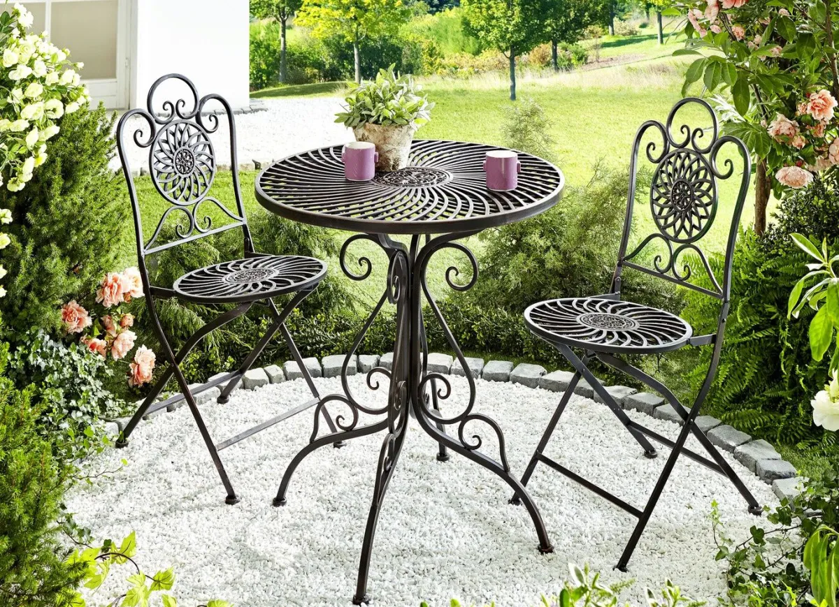 Sale BADER Gartenmöbel-Set, 3-teilig, aus Metall SCHWARZ