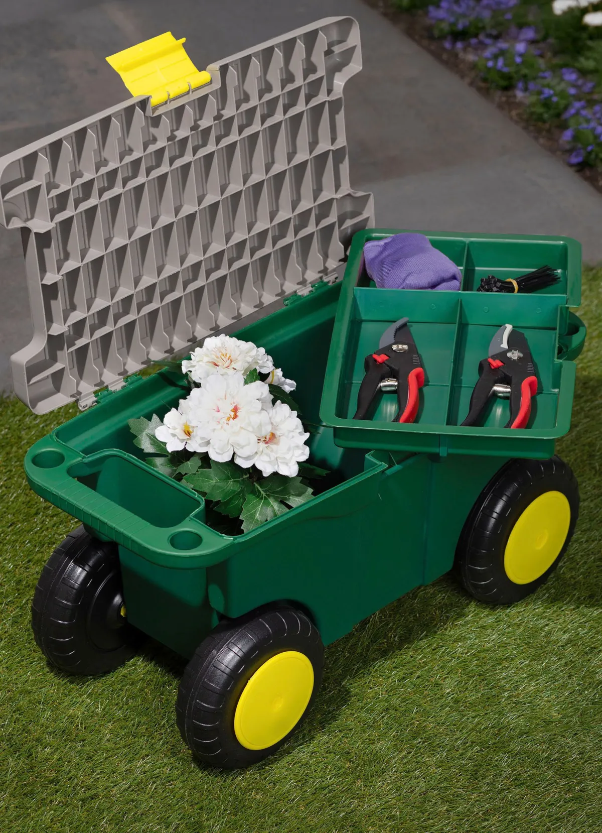 Outlet BADER Garten-Rollwagen mit Box grün-grau-gelb