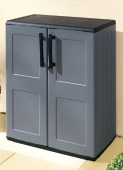 Best BADER Gartenschrank mit soliden Stahlscharnieren GRAU