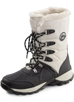 Online BADER Gefütterte Damen-Stiefel, Winterschuhe, mit Reißverschluss ECRU-SCHWARZ