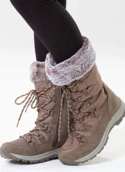 BADER Gefütterte Damen-Stiefel, Winterschuhe, mit Reißverschluss TAUPE