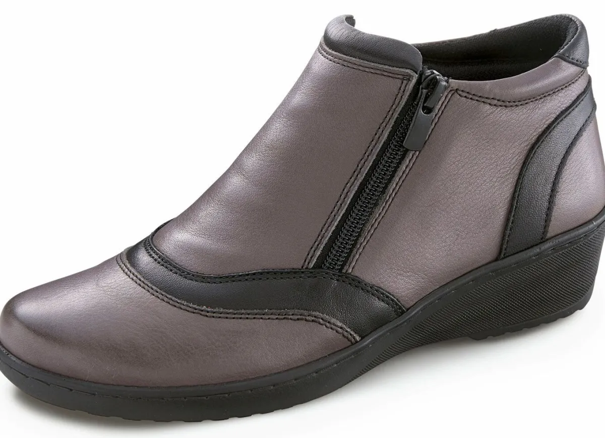 Discount Gemini , bequeme Damen-Boots, Weite H, mit herausnehmbarem Fußbett GRAU-SCHWARZ