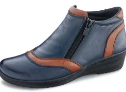 New Gemini , bequeme Damen-Boots, Weite H, mit herausnehmbarem Fußbett MARINE-BRAUN