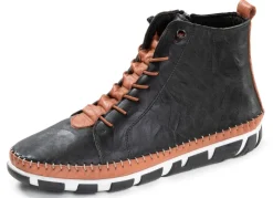 Discount Gemini , bequeme Damen-Boots, Weite G, mit herausnehmbarem Fußbett SCHWARZ-COGNAC