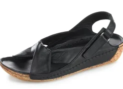Outlet BADER Gemini, bequeme Damen-Sandalen, Weite G, mit Gummizug SCHWARZ