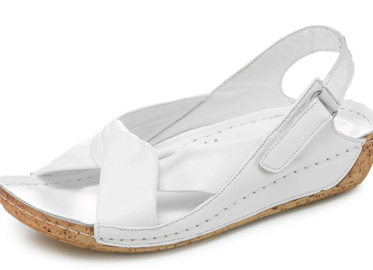 Discount BADER Gemini, bequeme Damen-Sandalen, Weite G, mit Gummizug WEISS