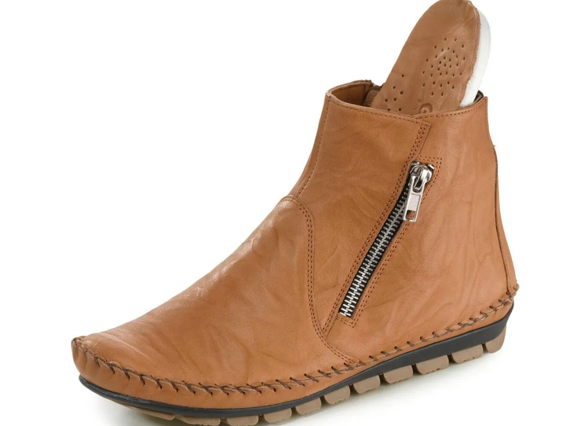 Hot Gemini , bequeme Damen-Stiefeletten, Weite G, mit herausnehmbarem Fußbett CAMEL