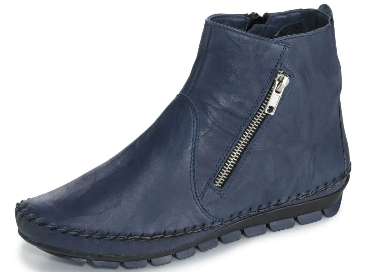 Outlet Gemini , bequeme Damen-Stiefeletten, Weite G, mit herausnehmbarem Fußbett BLAU