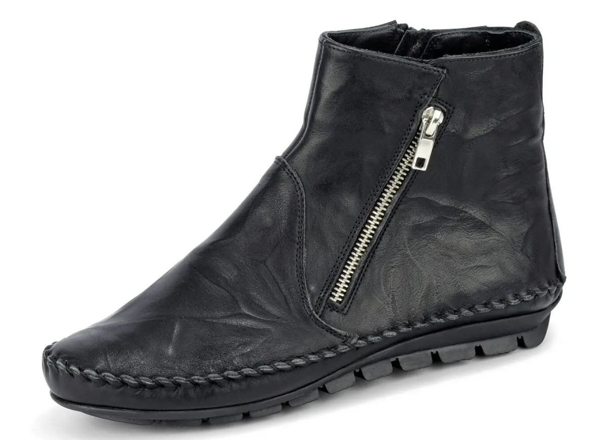 New Gemini , bequeme Damen-Stiefeletten, Weite G, mit herausnehmbarem Fußbett SCHWARZ