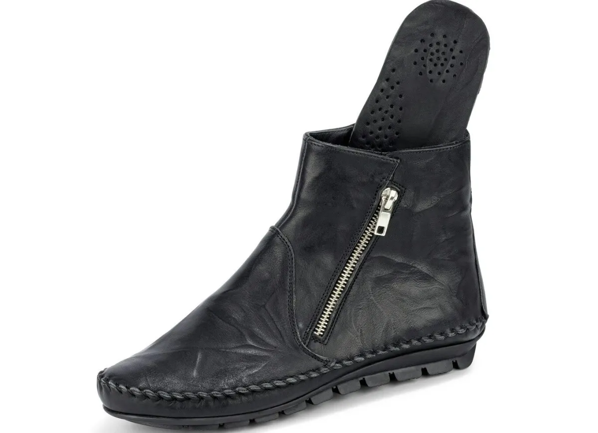 New Gemini , bequeme Damen-Stiefeletten, Weite G, mit herausnehmbarem Fußbett SCHWARZ