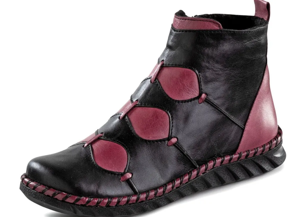 Best Gemini Bootie aus dezent schattiertem Rind-Nappaleder SCHWARZ-BORDEAUX