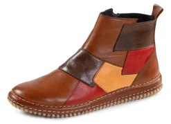Outlet Gemini Bootie im Patchwork-Stil COGNAC-BUNT