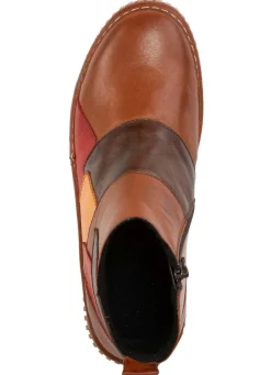 Outlet Gemini Bootie im Patchwork-Stil COGNAC-BUNT