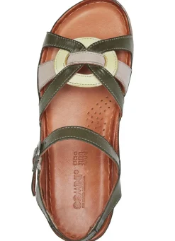 New Gemini , klassische Damen-Sandalen, Weite G, mit Gummizug KHAKI-BUNT