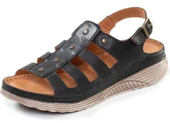 Discount Gemini , klassische Damen-Sandalen, Weite G, aus Leder SCHWARZ