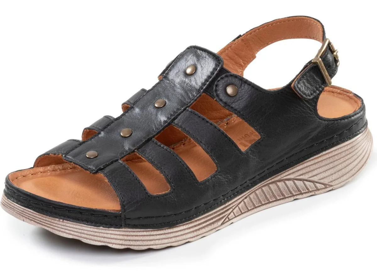 Discount Gemini , klassische Damen-Sandalen, Weite G, aus Leder SCHWARZ