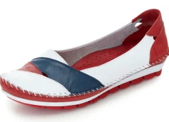 New Gemini , klassische Damen-Slipper, Weite G, mit herausnehmbarem Fußbett WEISS-ROT-MARINE