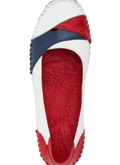 New Gemini , klassische Damen-Slipper, Weite G, mit herausnehmbarem Fußbett WEISS-ROT-MARINE