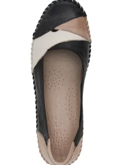 Hot Gemini , klassische Damen-Slipper, Weite G, mit herausnehmbarem Fußbett SCHWARZ-TAUPE