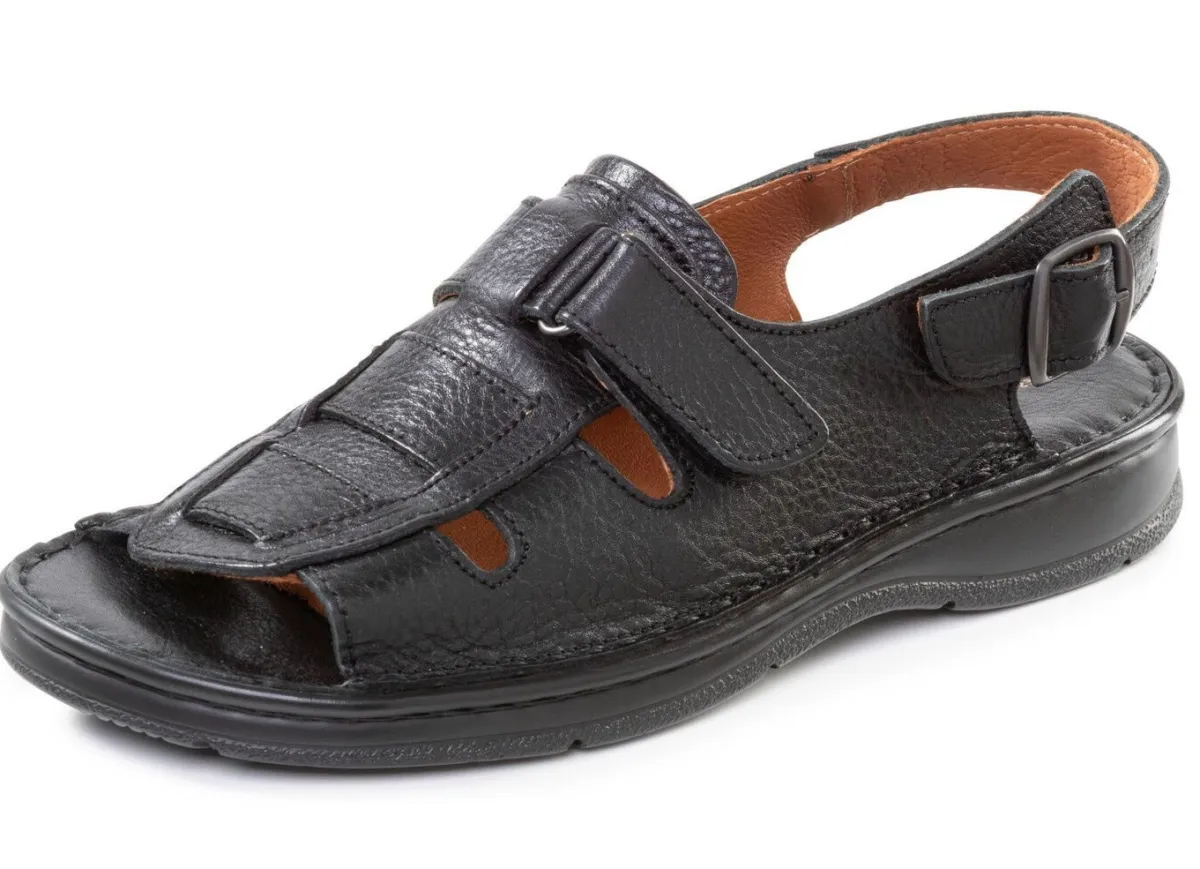 New Gemini , klassische Herren-Sandalen, mit Klettverschluss SCHWARZ