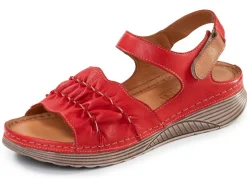 Online Gemini , leichte Damen-Sandalen, Weite G, aus Leder ROT