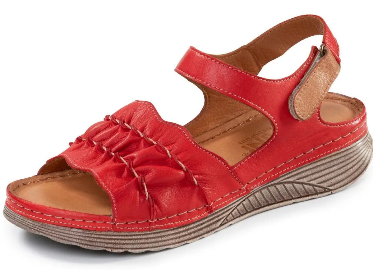 Online Gemini , leichte Damen-Sandalen, Weite G, aus Leder ROT