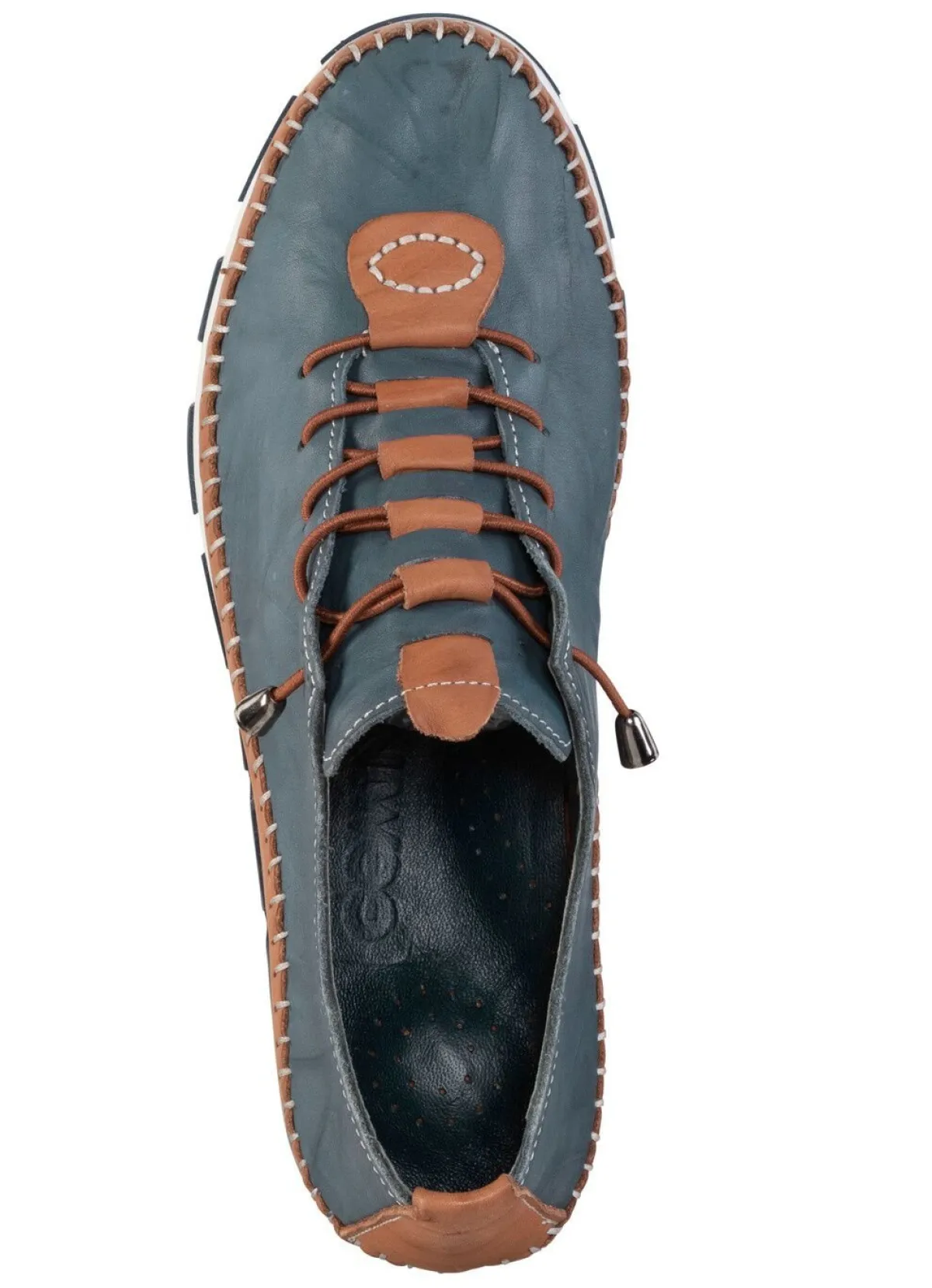 New Gemini , leichte Damen-Schnürschuhe, Weite G, mit herausnehmbarem Fußbett JEANS-BRAUN