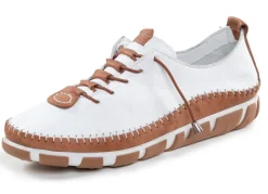 Discount Gemini , leichte Damen-Schnürschuhe, Weite G, mit herausnehmbarem Fußbett WEISS-BRAUN