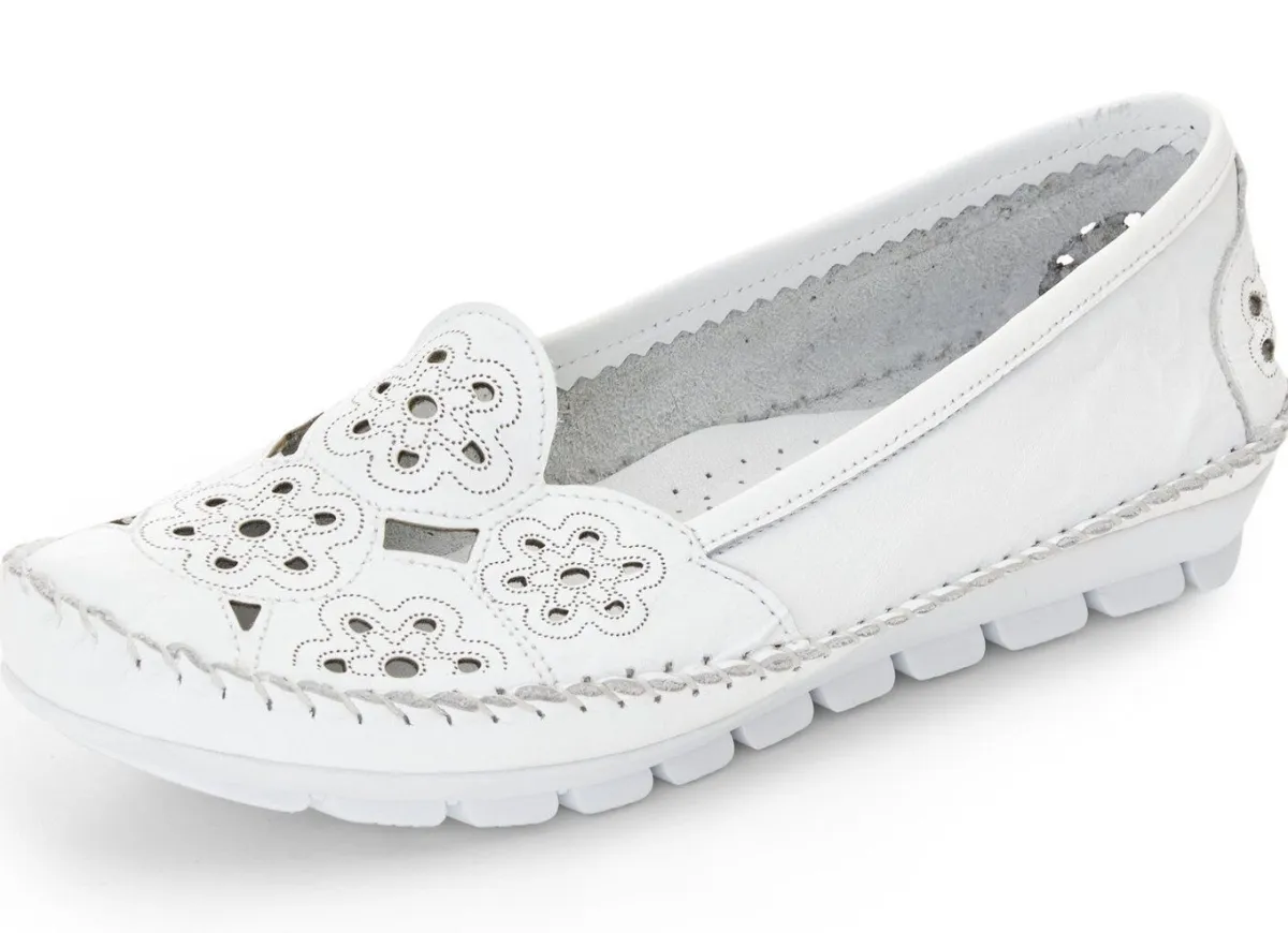 Outlet BADER Gemini, leichte Damen-Slipper, Weite G, mit herausnehmbarem Fußbett WEISS